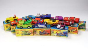 Twelve boxed Matchbox Superfast 1-75 New series diecast vehicles, Including: 5; Lotus Europa, 6;
