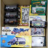 Four boxed Onyx Indie and F1 model racing cars, together with seven Corgi Classics commercial