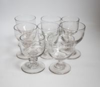 Eight assorted Victorian glass rummers, tallest 12.5cm high