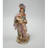 A 19th century Meissen figure emblematic of the The Americas, 17cm high
