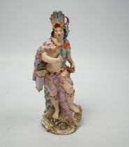 A 19th century Meissen figure emblematic of the The Americas, 17cm high