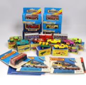 Eighteen boxed Matchbox Series and Matchbox Superfast 1-75 diecast vehicles, Including: 33; Ford