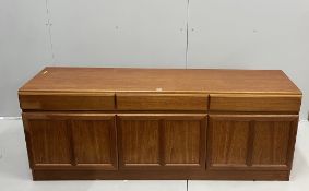 A McIntosh mid century teak sideboard width 181cm, depth 47cm, height 69cm.