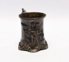 A Victorian embossed silver christening mug, by Robert Harper, London, 1860, 10cm, 6.3oz.