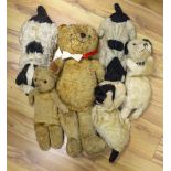 Five nightdress cases including Merrythought and a large cotton plush bear (6)