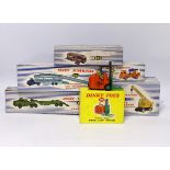 Six boxed Dinky Toys Including; a Pullmore Car Transporter with ramp (982), Mighty Antarctic Tank