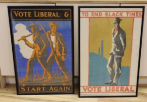 Two Liberal Party propaganda posters, 'To end slack times, vote Liberal' and 'Vote Liberal and Start