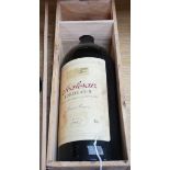 A 5 litre bottle of 1987 Malesan Bordeaux red wine in a wooden case, 50cm