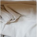 A quantity French provincial coarse linen sheets, seven with red cross stitched monogrammed turn