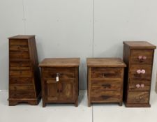 Four contemporary Indonesian hardwood chests, largest width 60cm, depth 40cm, height 70cm