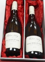 Two bottles of Hubert Lamy Saint-Aubin 1er Cru Derriere chez Edouard 2011 Bourgogne.