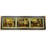 An 18th / 19th century reverse glass painted colour print triptych, Architecture, Astronomy and