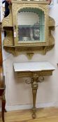 A Victorian giltwood and composition marble topped breakfront console table, with associated wall