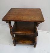 An 18th century style carved oak monk's seat, width 60cm, height 92cm