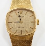 A lady's early 1970's 18ct gold Rolex Precision manual wind dress wrist watch, on integral 18ct gold