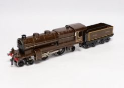 A Hornby 0 gauge clockwork No.3C 4-4-2 tender locomotive, 31801, with replacement scratch built