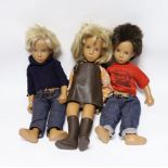 A collection of three Sasha 'Tredon' dolls, c.1970's, in original condition, with a small bag of