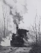 Johannes Weiland (1874-1976), lithograph, Steam engine locomotive, signed in pencil, 55 x 42cm