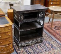 A Japanese mother of pearl inlaid ebonised side cabinet, width 76cm, depth 41cm, height 94cm