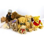 Nine Merrythought toys including two Cheekys, Winnie The Pooh, etc. (9)