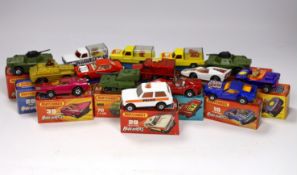 Fifteen boxed Matchbox Superfast 1-75 Rola-matics series diecast vehicles, Including: 10; Piston