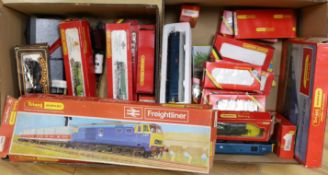 Two boxes of 00 gauge model railway by Hornby Railways, Mainline, Lima, Tri-ang, etc. including