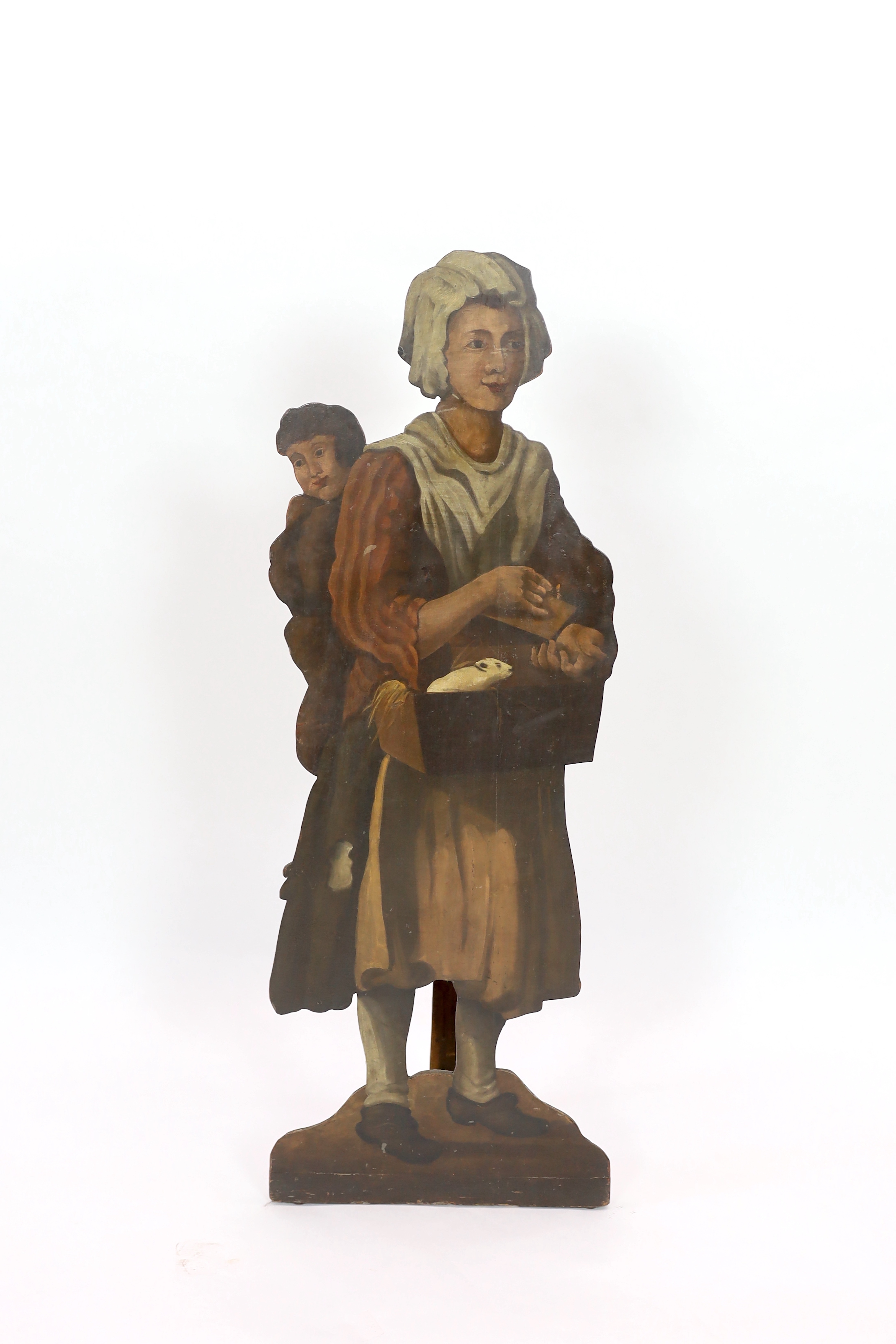 A painted figural painted dummy-board, 110cm high