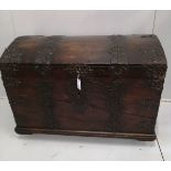 An 18th century style iron bound domed top trunk, width 100cm, depth 58cm, height 75cm