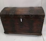 An 18th century style iron bound domed top trunk, width 100cm, depth 58cm, height 75cm