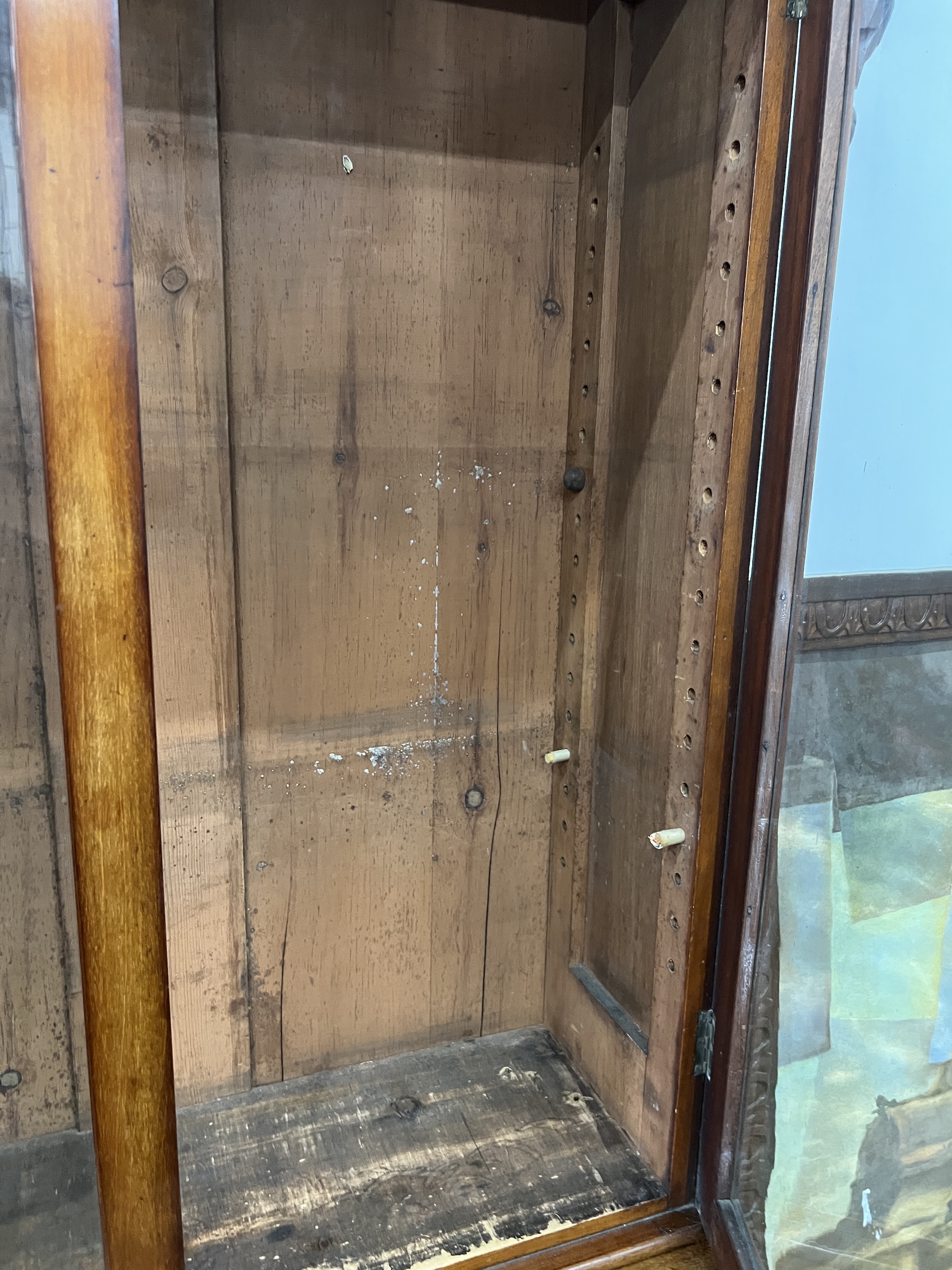 A Victorian serpentine mahogany bookcase cupboard, width 88cm, depth 48cm, height 205cm - Image 3 of 3