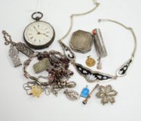 A quantity of white metal and other jewellery, including necklaces, together with an 800 standard