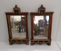A pair of 18th century style Italian design painted rectangular wall mirrors, width 64cm, height