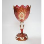 A late 19th century Bohemian ruby and white overlaid glass vase, 26.5cm
