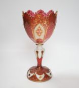 A late 19th century Bohemian ruby and white overlaid glass vase, 26.5cm