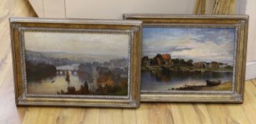 Adam Knight (1855-1931), pair of oils on canvas, River landscapes, possibly views of Whitby and Rye,