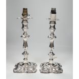 A pair of late Victorian silver candlesticks, now drilled for electricity, William Hutton & Sons,