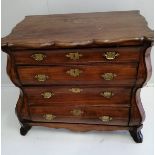 An 18th century Dutch walnut and fruitwood bombe four drawer chest, width 93cm, depth 51cm, height