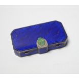 A 1920's French silver, enamel, jade and rose cut diamond chip set minaudiere, import marks for