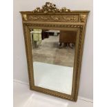 A late 19th century French giltwood and composition rectangular wall mirror, width 80cm, height