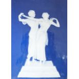 A framed pate sur pate panel, Limoges signed A. Barriere, two dancers, 14cm x 20cm