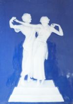 A framed pate sur pate panel, Limoges signed A. Barriere, two dancers, 14cm x 20cm