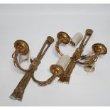 Two pairs of Louis XVI style gilt-metal wall lights, 33cm