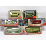 A collection of EFE buses and coaches, eighteen in Southdown livery including an AEC Fuel Tanker, (
