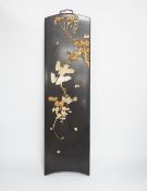 A Japanese bone and mother of pearl overlaid shibayama style panel, 61x17.5cm