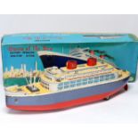 A boxed 1960s Modern Toys, Japan tinplate Queen of the Sea battery operated ocean liner, 54cm long