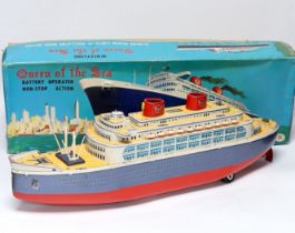 A boxed 1960s Modern Toys, Japan tinplate Queen of the Sea battery operated ocean liner, 54cm long