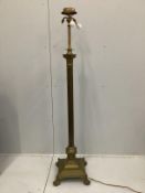 An early 20th century brass Corinthian column adjustable standard lamp, height 164cm