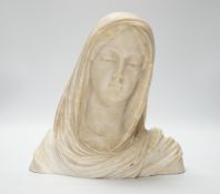 Julien Caussé (1869-1914). A carved alabaster bust of a lady, 26cm