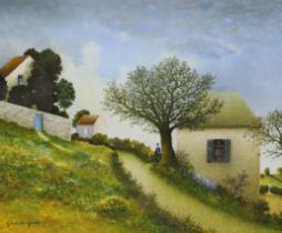 Maurice Ghiglion-Green (French, 1913-1989), oil on canvas, village landscape, signed, 60 x 49cm