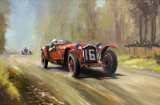 Dion Pears (1929-1985) 'Alfa Romeo, 1931 Le Mans, driven by Tim Birkin and Earl Howe', signed and